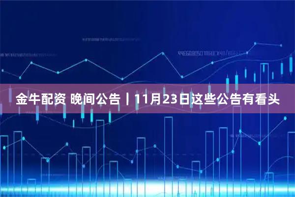 金牛配资 晚间公告｜11月23日这些公告有看头