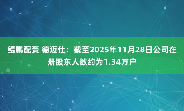 鲲鹏配资 德迈仕：截至2025年11月28日公司在册股东人数约为1.34万户